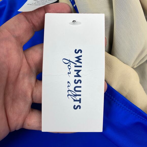 Swimsuits For All Blue Ruched Neck Tie One Piece Swimsuit Sz.14 NWT - Picture 5 of 12